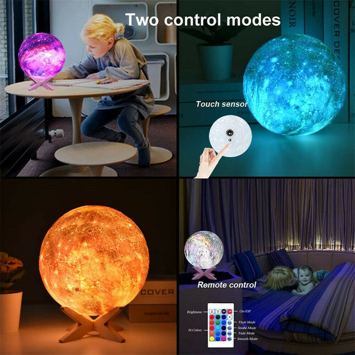 3D Printing Galaxy Lamp Moonlight USB LED Night Lunar Light Touch Color Changing Moon Lamp - Livefree