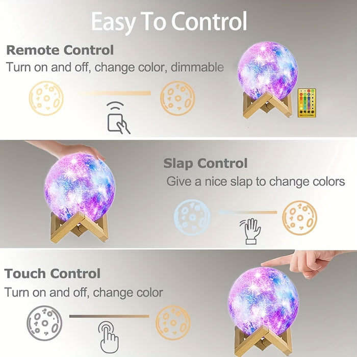 3D Printing Galaxy Lamp Moonlight USB LED Night Lunar Light Touch Color Changing Moon Lamp - Livefree