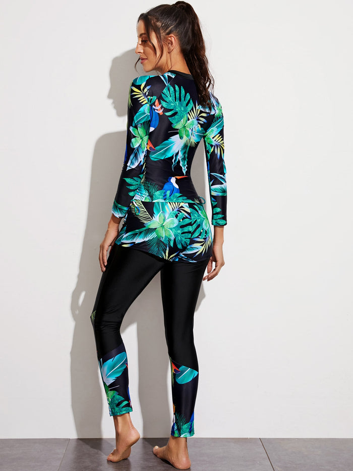 5pack Tropical Zip Front Burkini With Hat - shop.livefree.co.uk