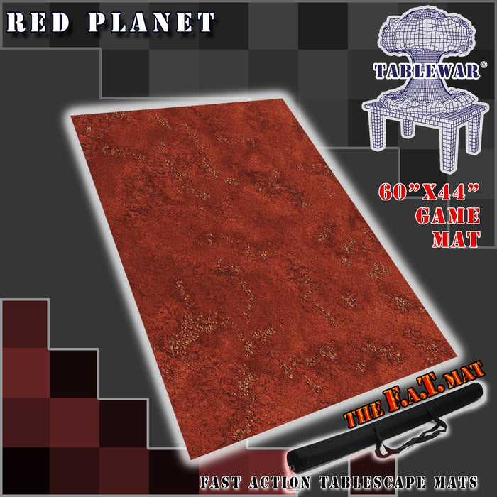 60x44 inch neoprene gaming mat with a Mars theme, marketed for tabletop gaming, accompanied by a black canvas zipper bag