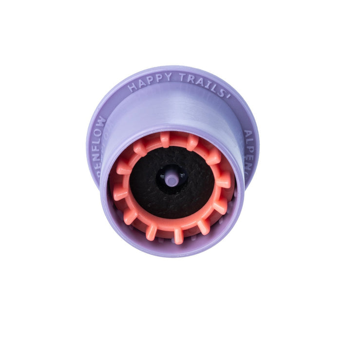 AlpenFlow Fuel Transfer Valve by Alpenglow Gear, top-down view showing orange center pin