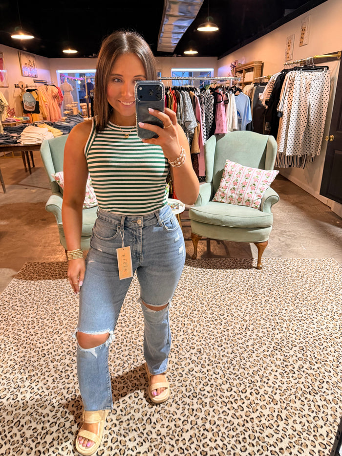 Ankle Knee Distressed Jean