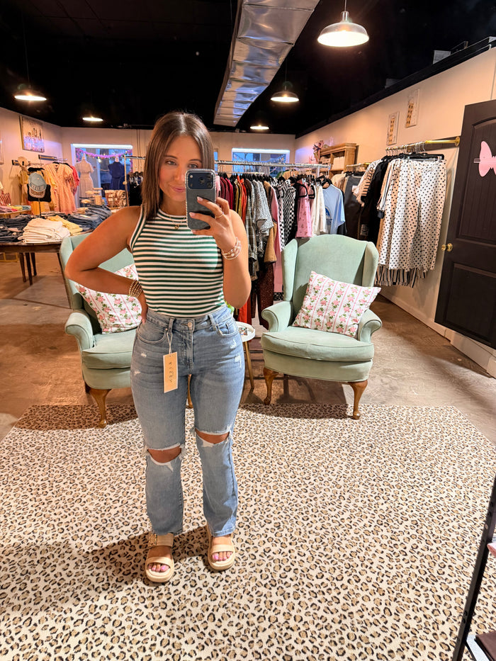 Ankle Knee Distressed Jean