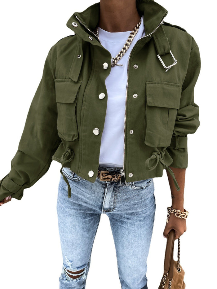 Autumn And Winter Motorcycle Jacket Coat Short Polyester Fiber Top