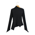 Autumn New Irregular Collar Solid Color Bandage Long Sleeve Knit Undercoat - Livefree