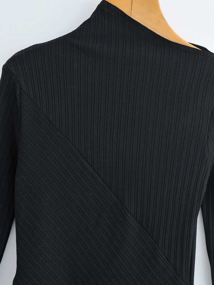 Autumn New Irregular Collar Solid Color Bandage Long Sleeve Knit Undercoat - Livefree