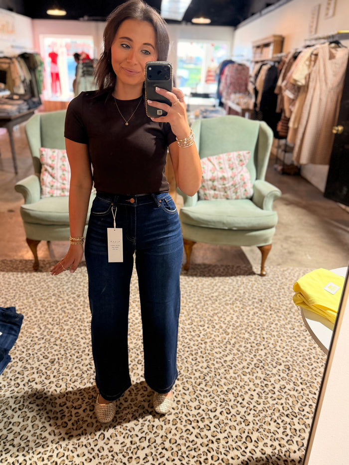 Back To School Dark Hem Crop Jean