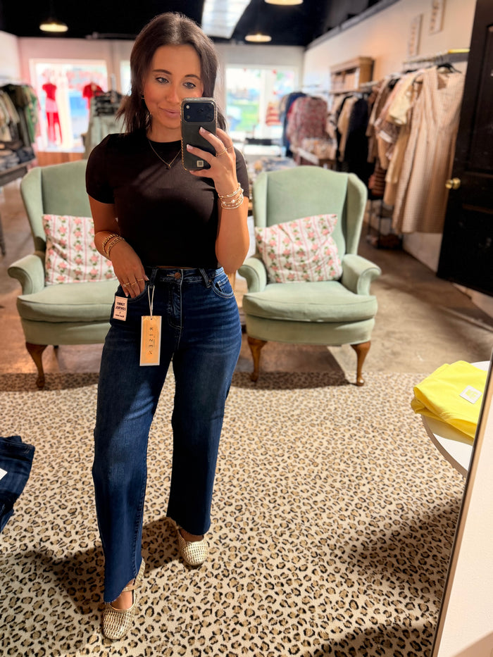 Back To School Raw Hem Dark Jean