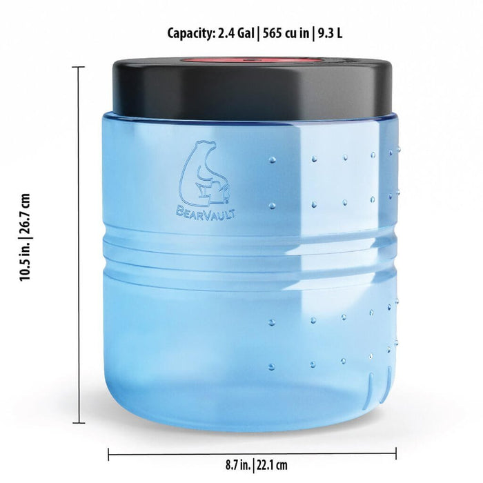 BearVault BV475-Trek food canister dimensions diagram – height and diameter