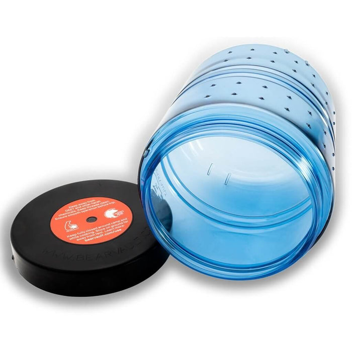 BearVault BV475-Trek food canister with screw-on lid removed – angled view