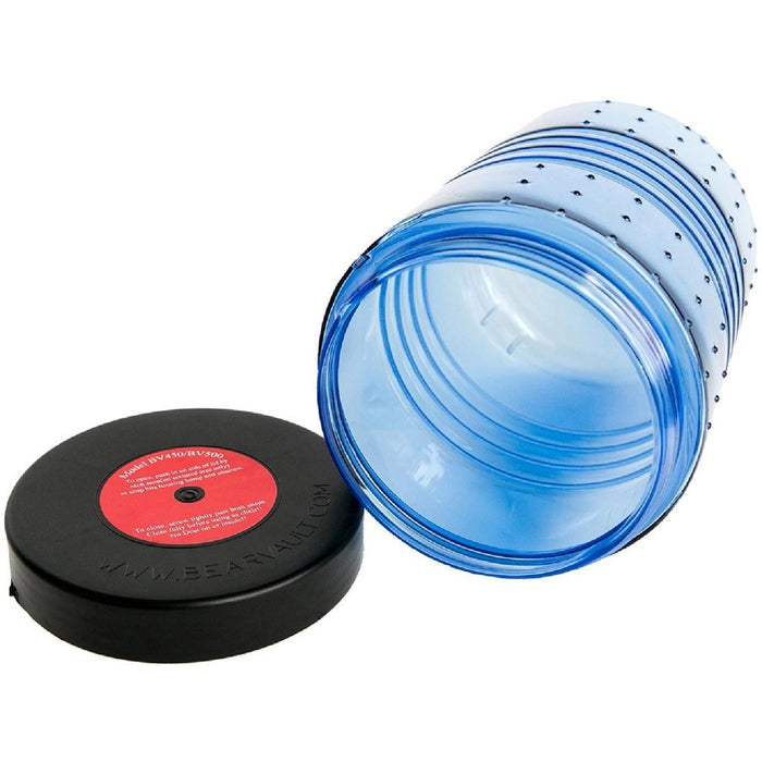 BearVault BV500-Journey food canister with screw-on lid removed – angled view
