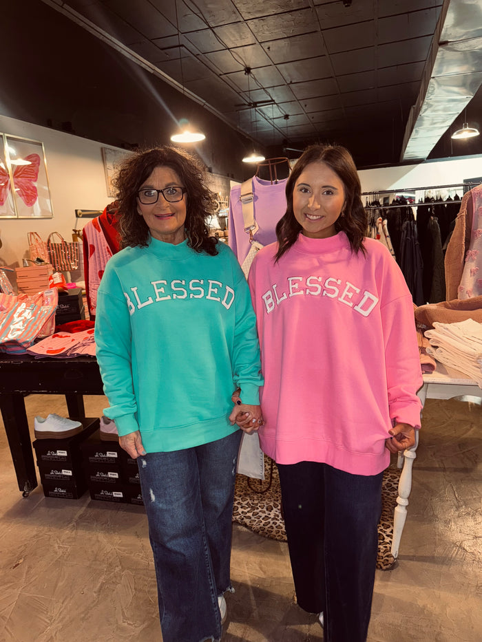 Blessed Embroidered MockNeck