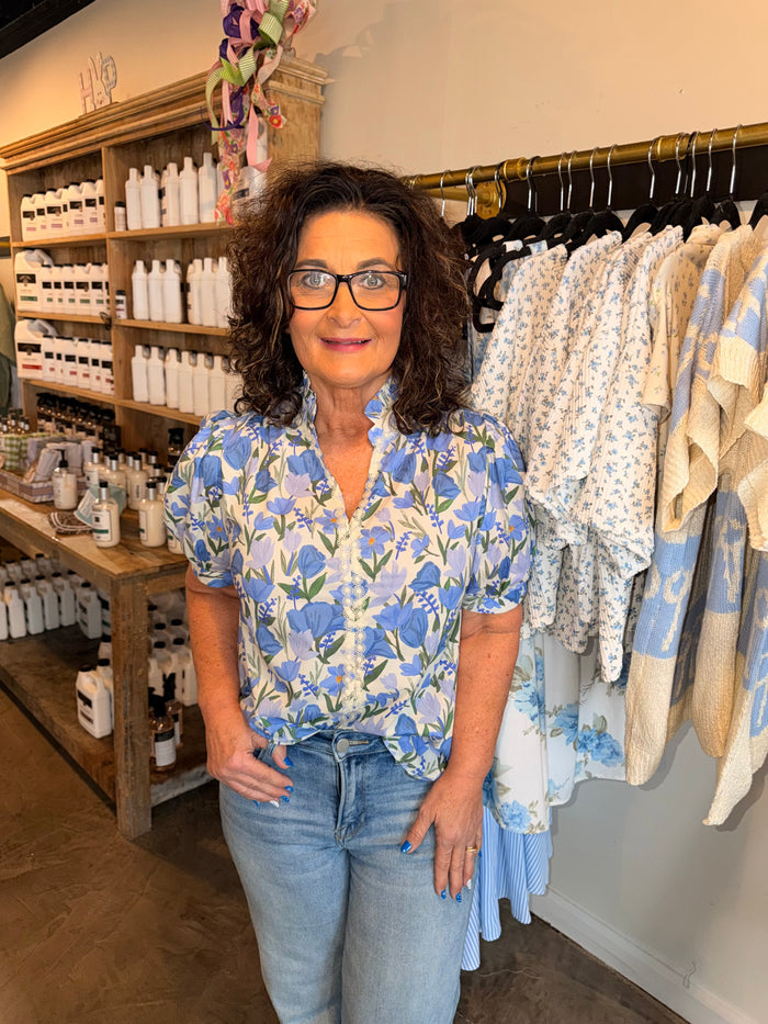 Blue Floral Mix Blouse