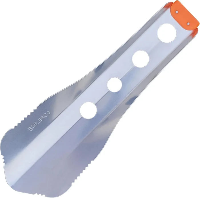 BoglerCo Ultralight Trowel with orange end cap – aluminum blade studio view