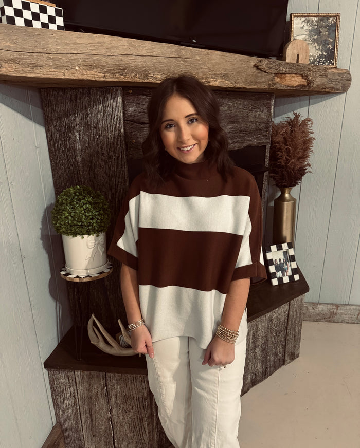 Bold Stripe Mock Neck Sweater