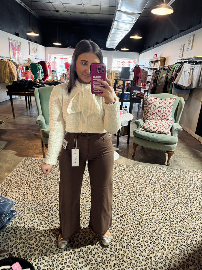 Brown Crop Wide Jean