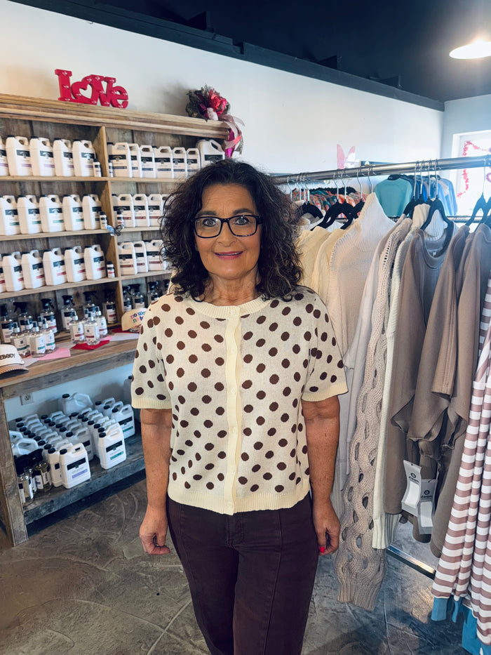 Brown Polka Dot Button Down