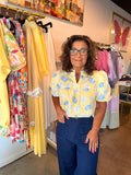 Bubble Sleeve Yellow Mix Blouse