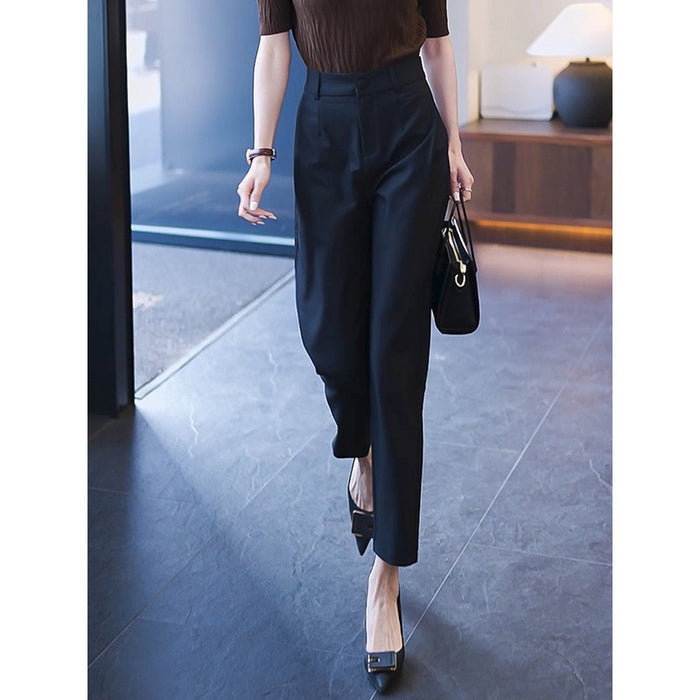 Casual High Waist Straight Suit Pants - Livefree