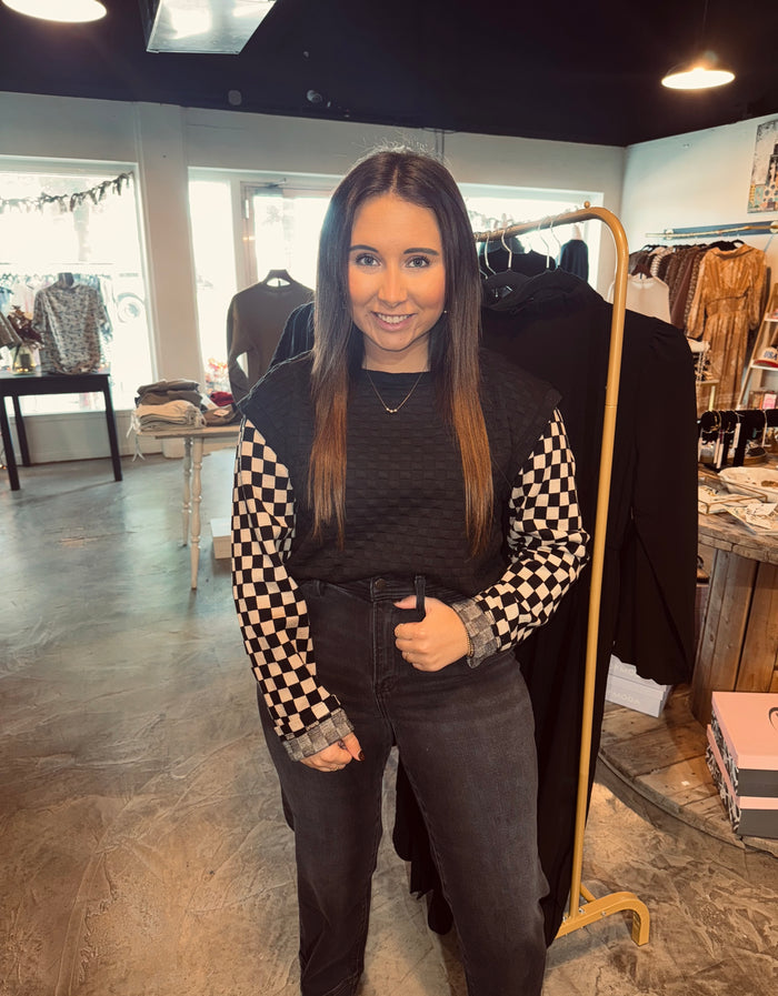 Checker Quilted Pullover