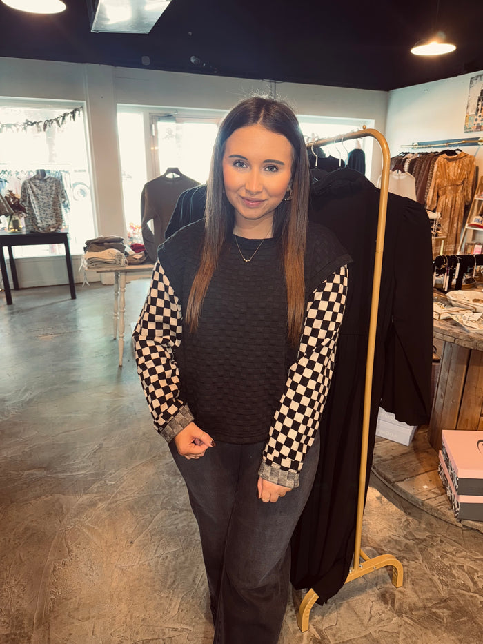 Checker Quilted Pullover