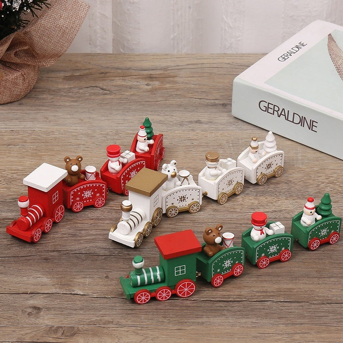 Christmas Decorations Christmas Wooden Small Train Decorations Santa Claus Children's Gifts - Livefree