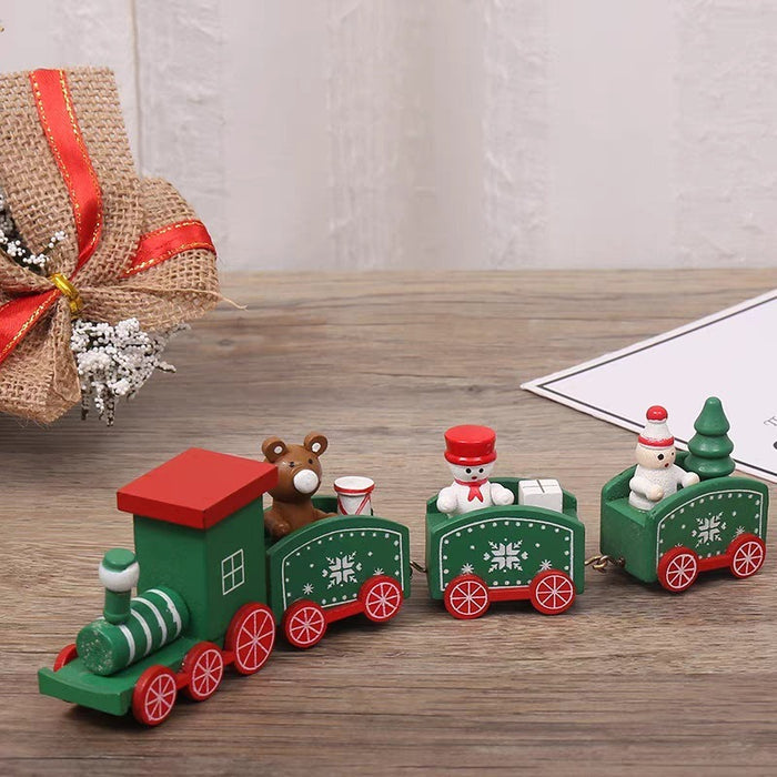 Christmas Decorations Christmas Wooden Small Train Decorations Santa Claus Children's Gifts - Livefree