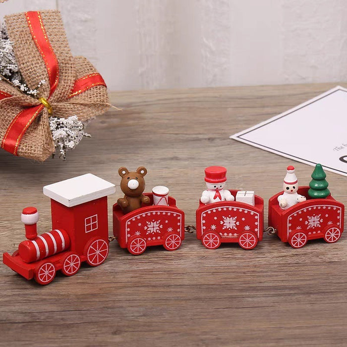 Christmas Decorations Christmas Wooden Small Train Decorations Santa Claus Children's Gifts - Livefree