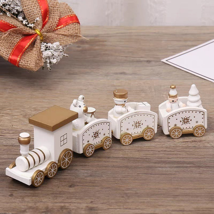 Christmas Decorations Christmas Wooden Small Train Decorations Santa Claus Children's Gifts - Livefree