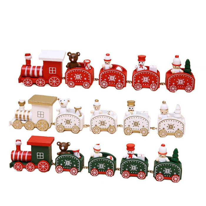Christmas Decorations Christmas Wooden Small Train Decorations Santa Claus Children's Gifts - Livefree