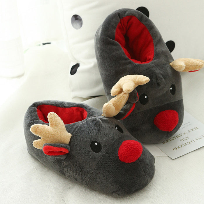 Christmas Shoes Cute Elk Home Slippers - Livefree