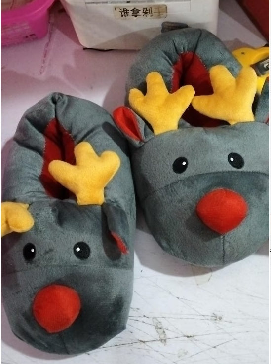 Christmas Shoes Cute Elk Home Slippers - Livefree