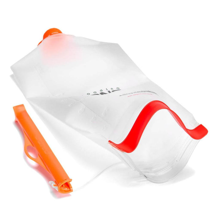CNOC Vecto 2L Water Container in orange laid flat with roll-top open