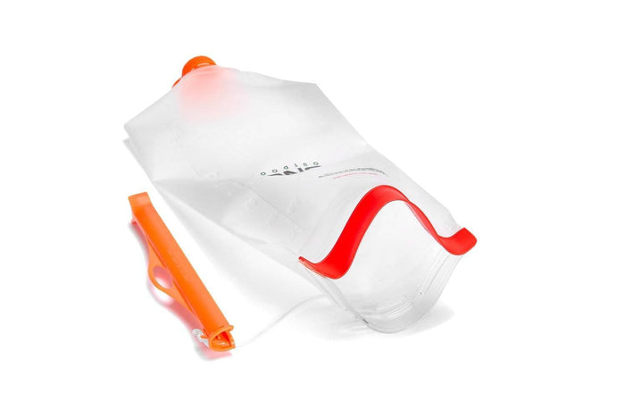 CNOC Vecto 3L Water Container in orange laid flat with roll-top open