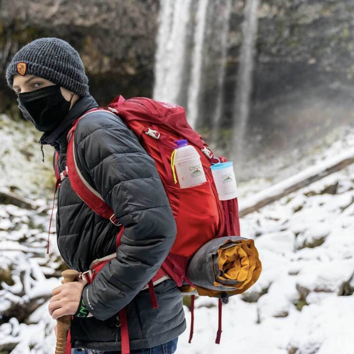 CNOC Vesica Collapsible Water Bottle 1L carried by a hiker