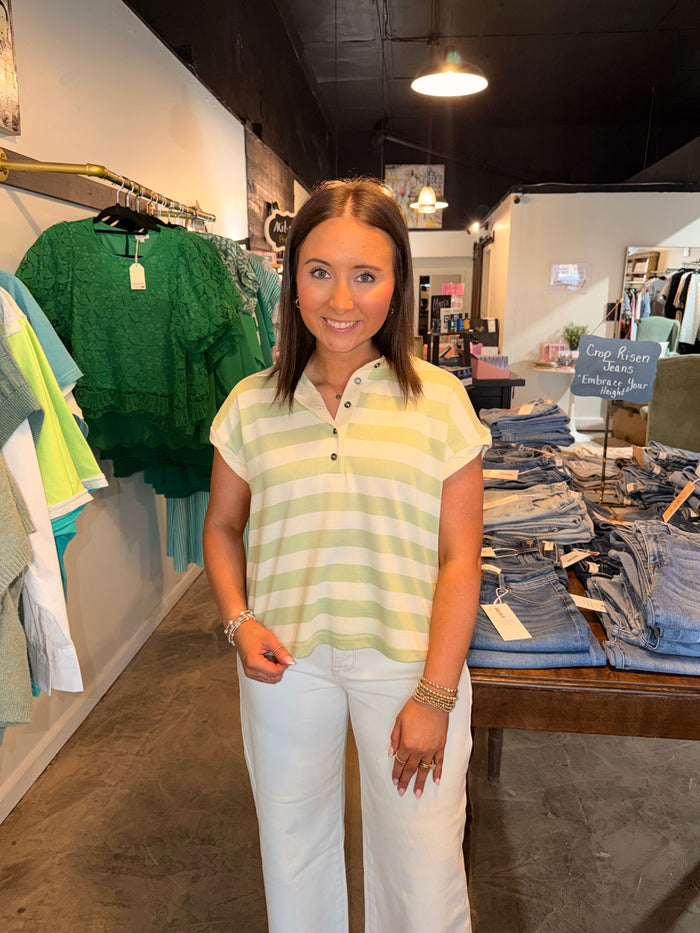 Collared Stripe Muscle Top