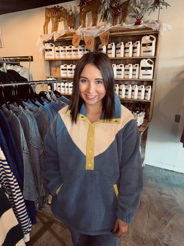 Color Block Fleece Pullover