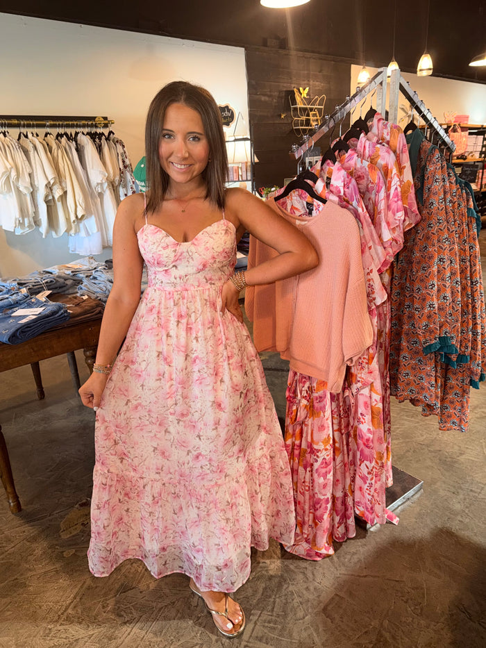 Corset Floral Midi Dress