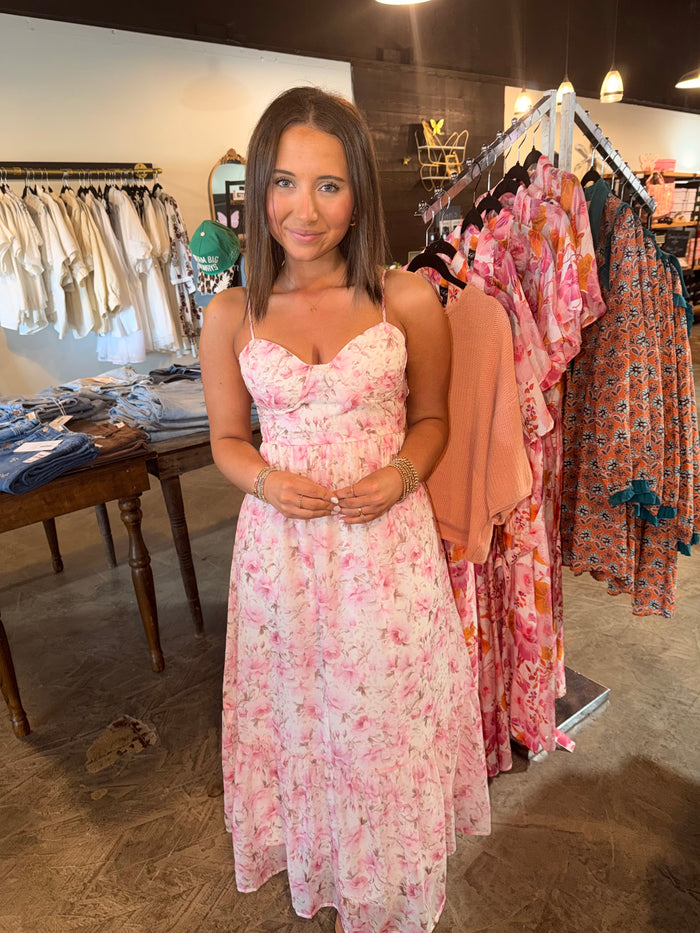 Corset Floral Midi Dress