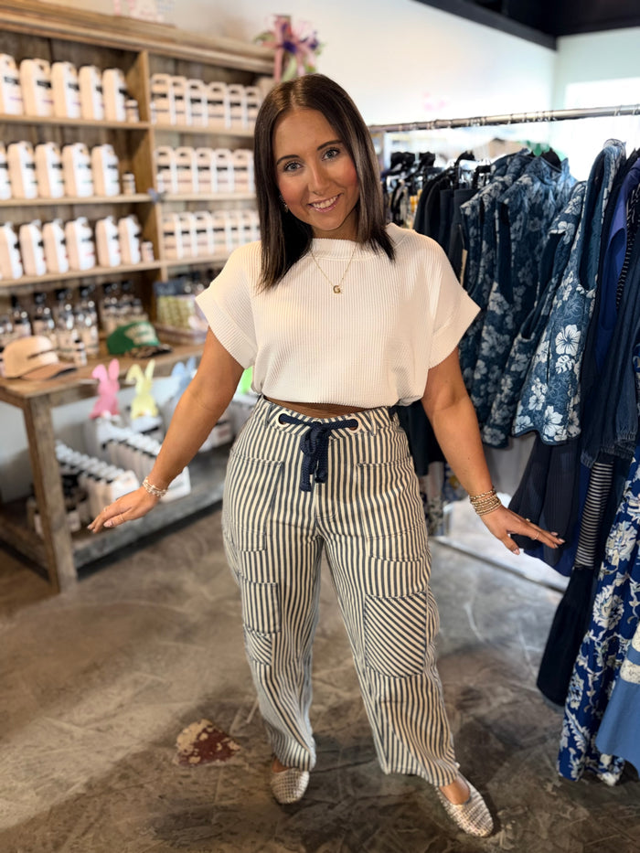Cotton Braid Barrel Pants