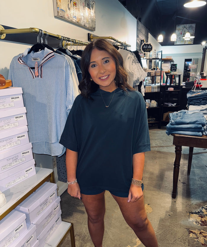 Cotton Navy Hoodie