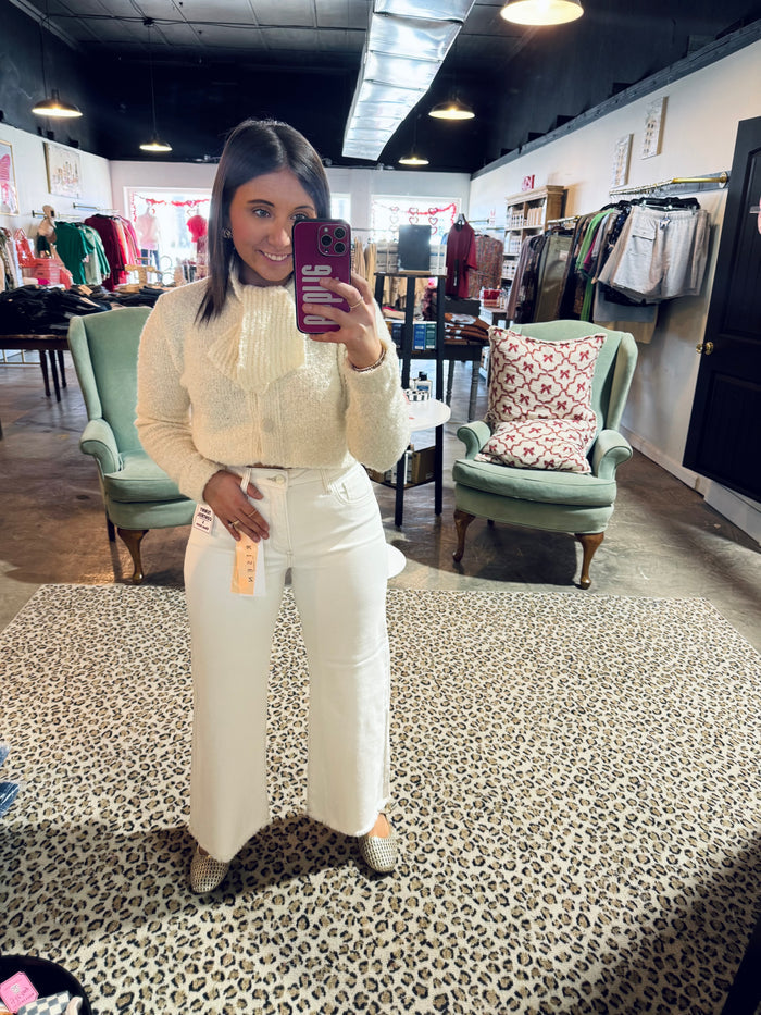 Cream/White Crop Wide Jean