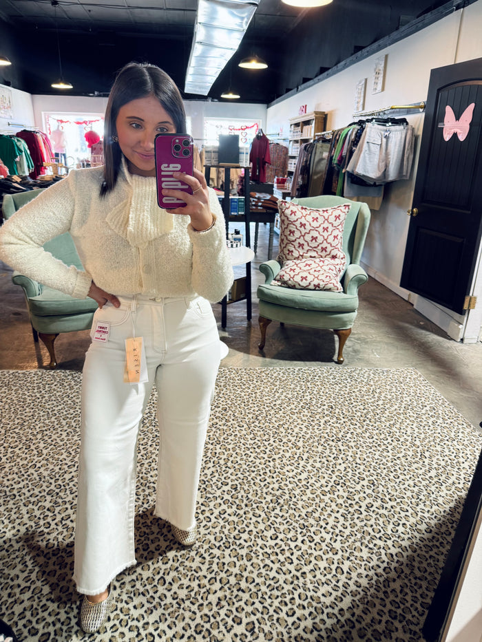 Cream/White Crop Wide Jean
