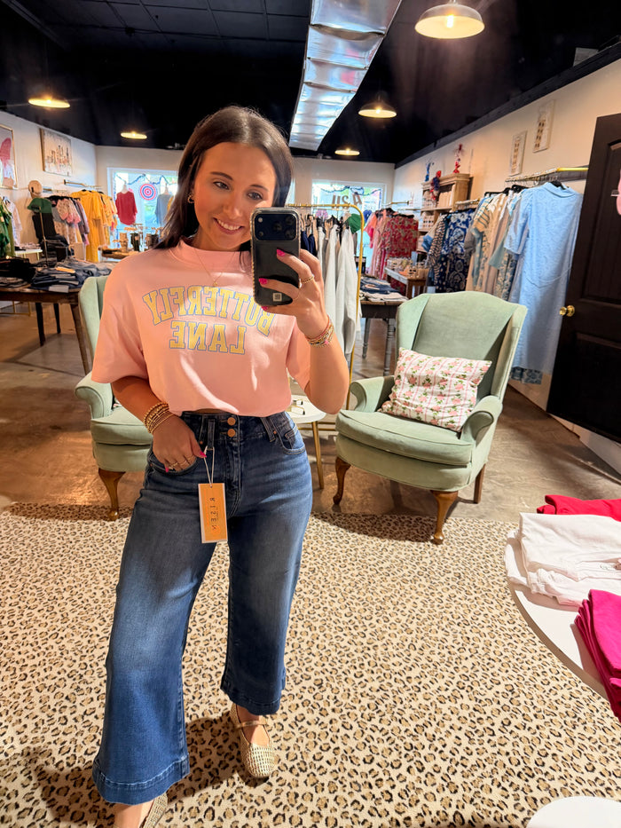 Crop Capri Dark Wash Double Button Jean