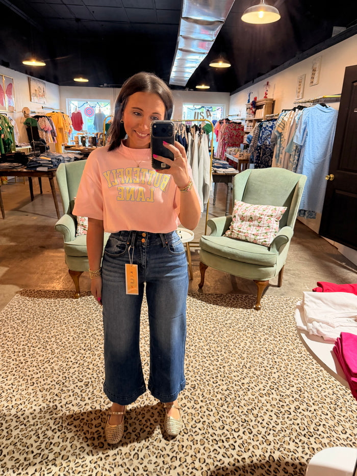 Crop Capri Dark Wash Double Button Jean
