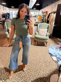 Crop Capri Double Button Jean