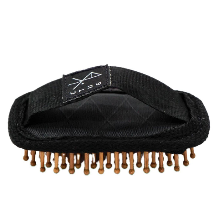 CTUG Hiker Hairbrush open showing bristles, black case – studio view