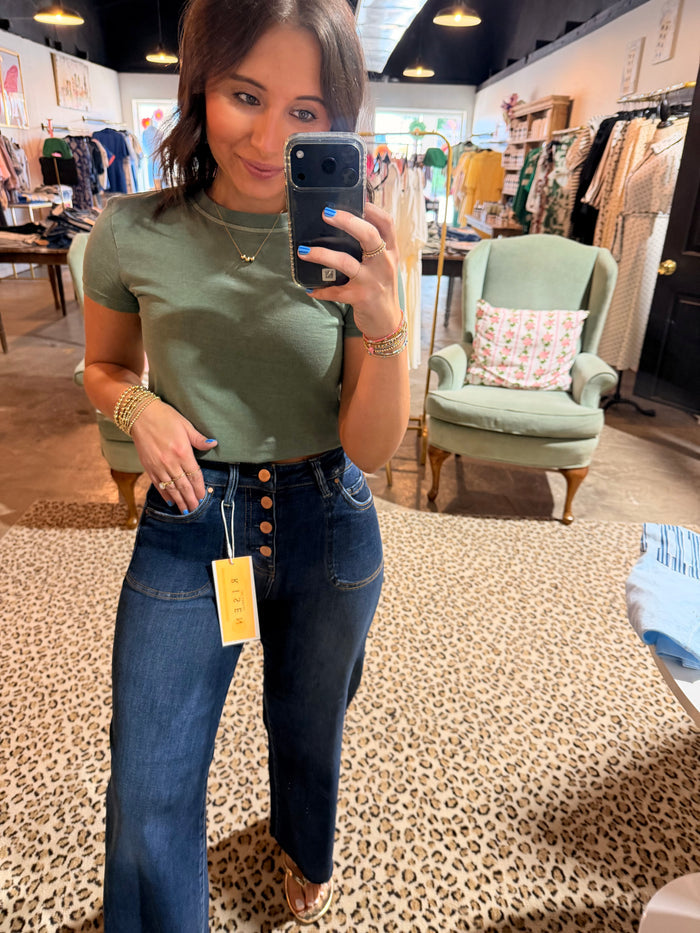 Dark Button Dressy Jean