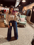 Dark Long Wide Frayed Risen Jean