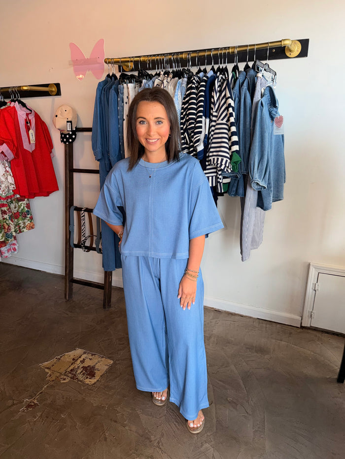 Denim Stitch Set Top